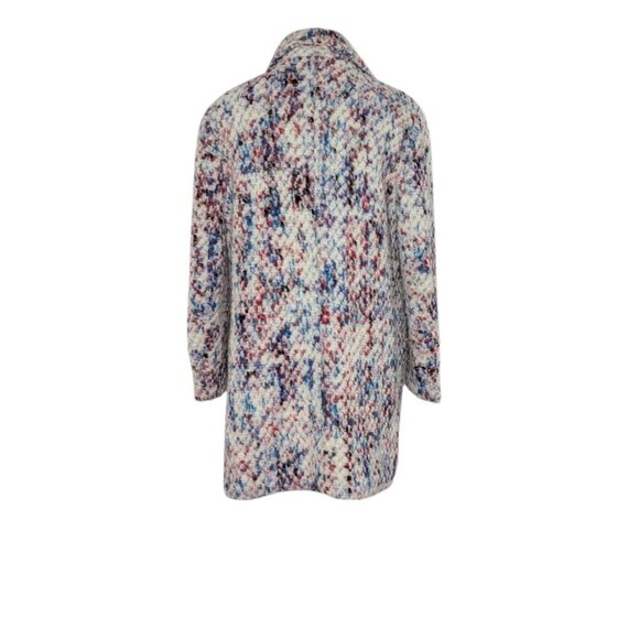 Steve Madden White Multicolor Wool High Pile Collared Coat - Picture 4 of 9